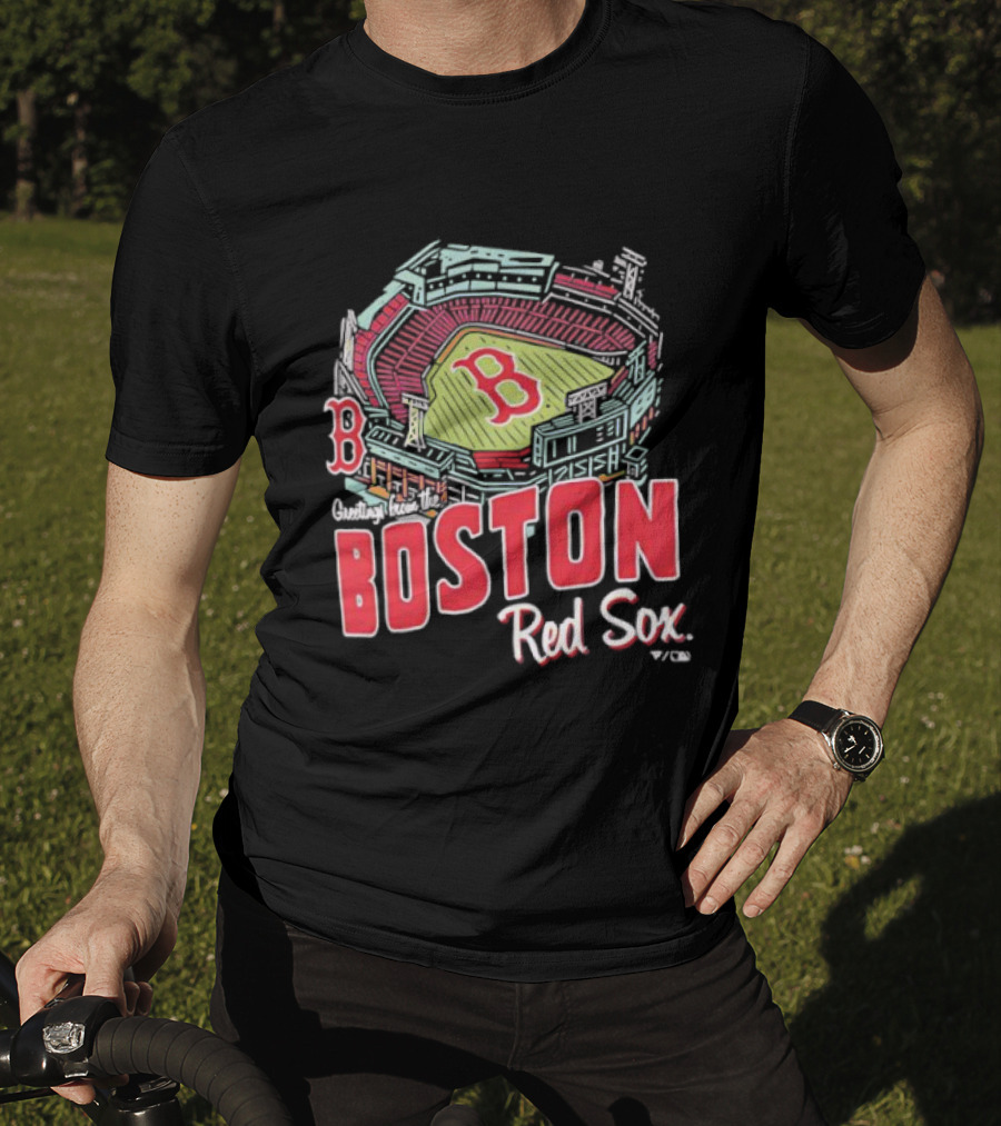 Boston Red Sox Fenway Park Stadium Graphic B Fan Merch Navy T-Shirt