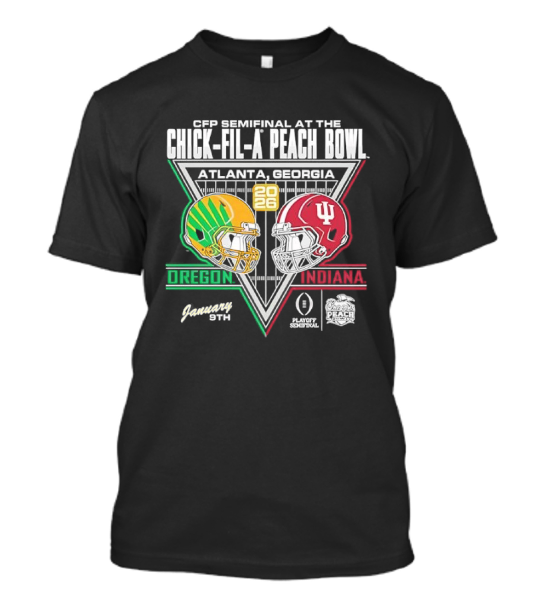 CFP Semifinal Chick Fil A Peach Bowl Oregon Vs Indiana 2026 Atlanta Georgia T-Shirt
