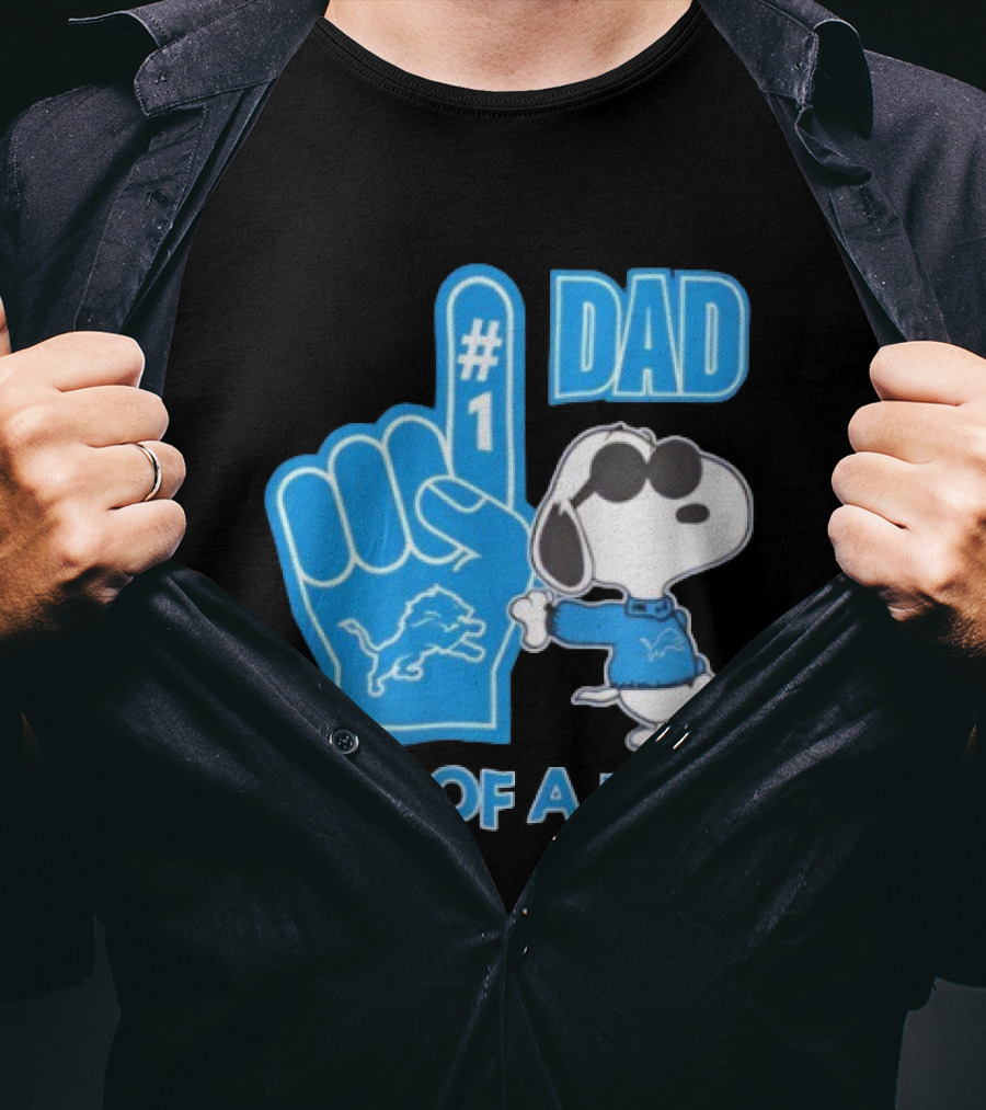 Detroit Lions Snoopy #1 Dad One Of A Kind T-Shirt