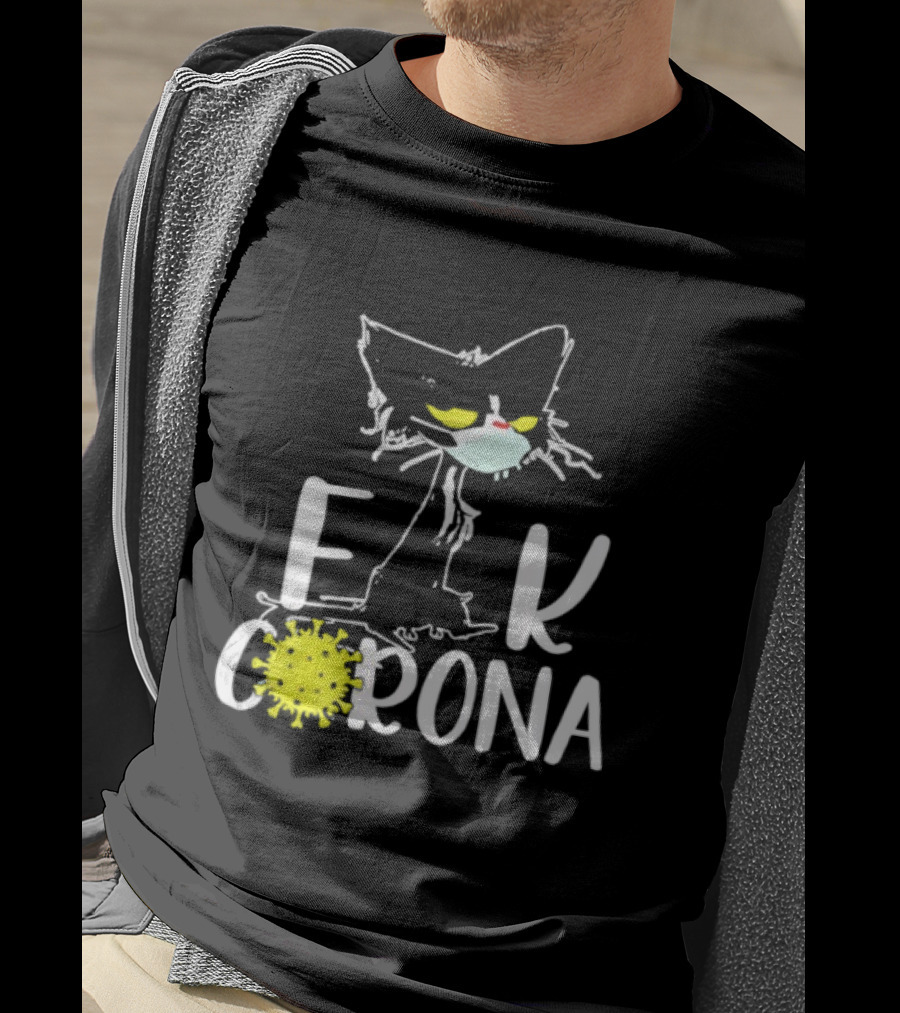 F Corona Black Cat Masked Pandemic Humor T-Shirt