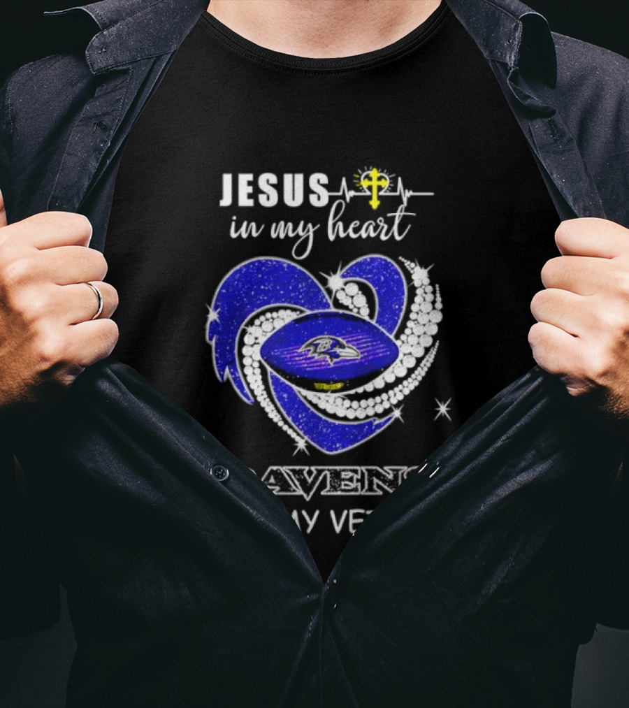 Jesus In My Heart Ravens In My Veins Football Spirit T-Shirt