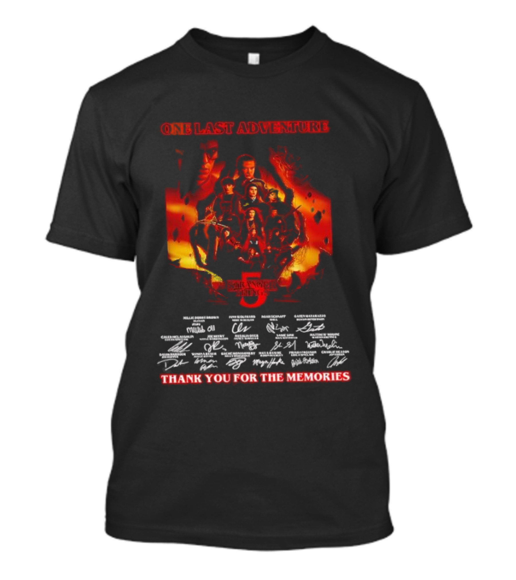 One Last Adventure Stranger Things 5 Thank You For The Memories Cast Signatures T-Shirt