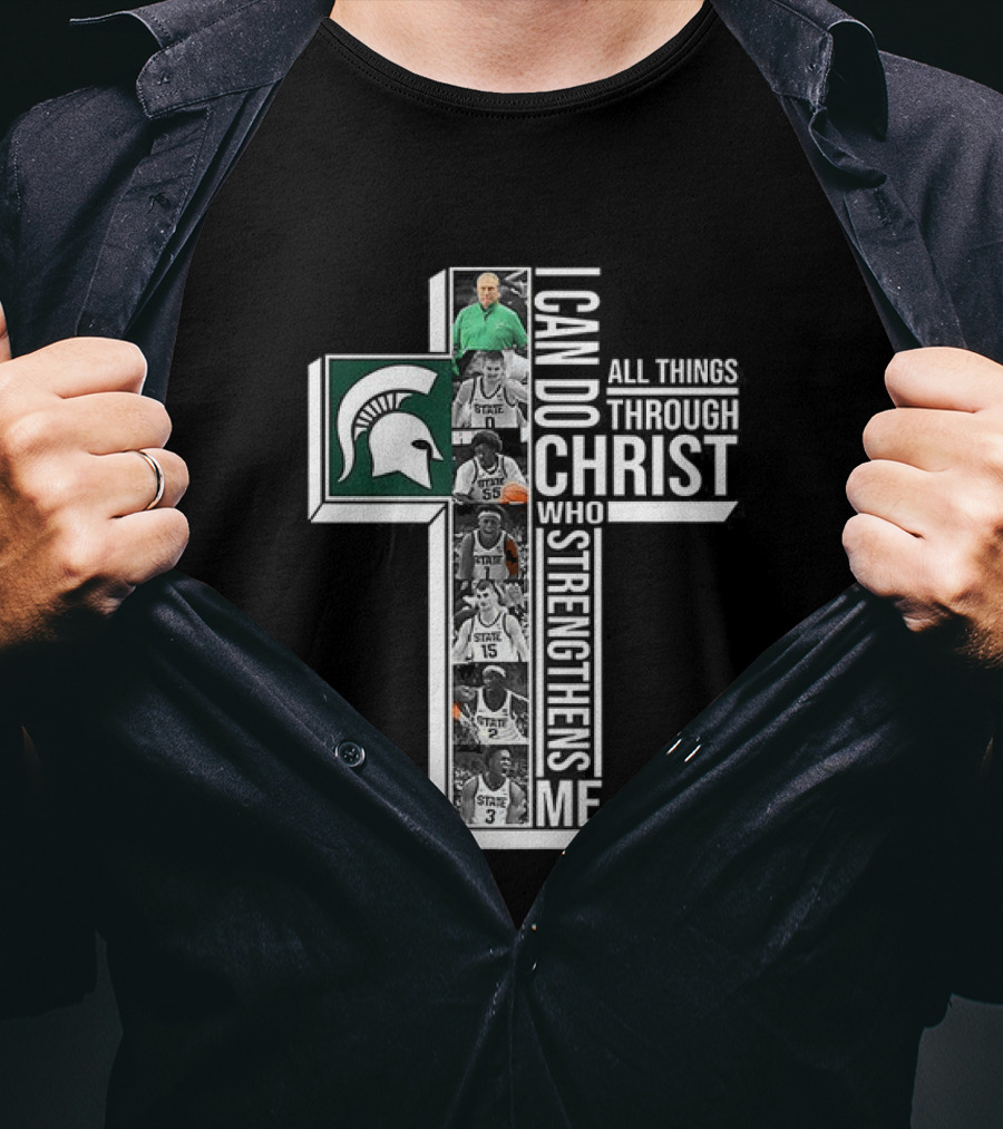 Michigan State Spartans I Can Do All Things Through Christ Player Cross T-Shirt