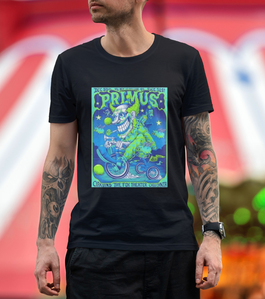 Dec 30 31 2025 Primus New Years Eve Oakland The Fox Theater Clown T-Shirt