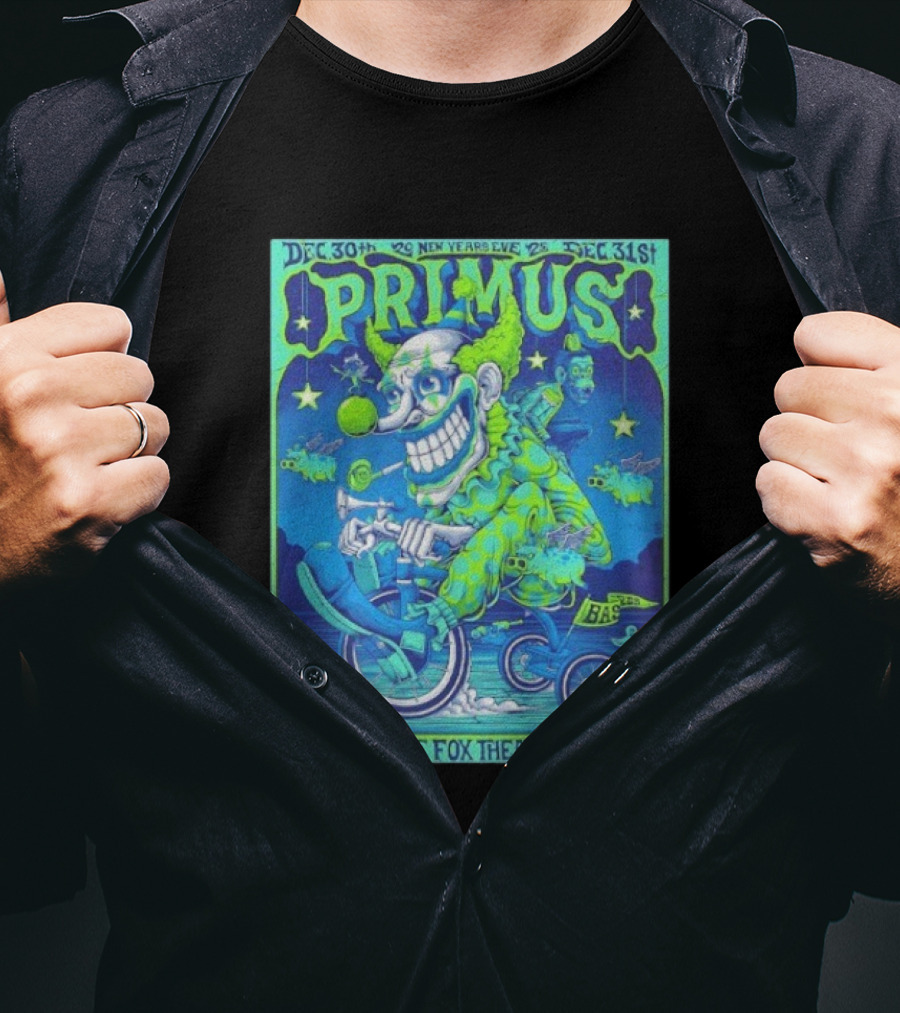 Dec 30 31 2025 Primus New Years Eve Oakland The Fox Theater Clown T-Shirt