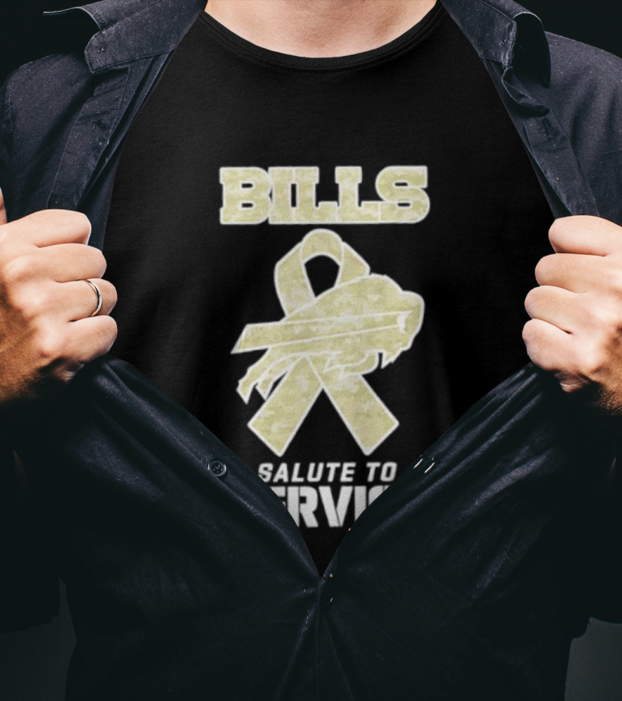 Buffalo Bills Camouflage Ribbon Military Salute To Service T-Shirt