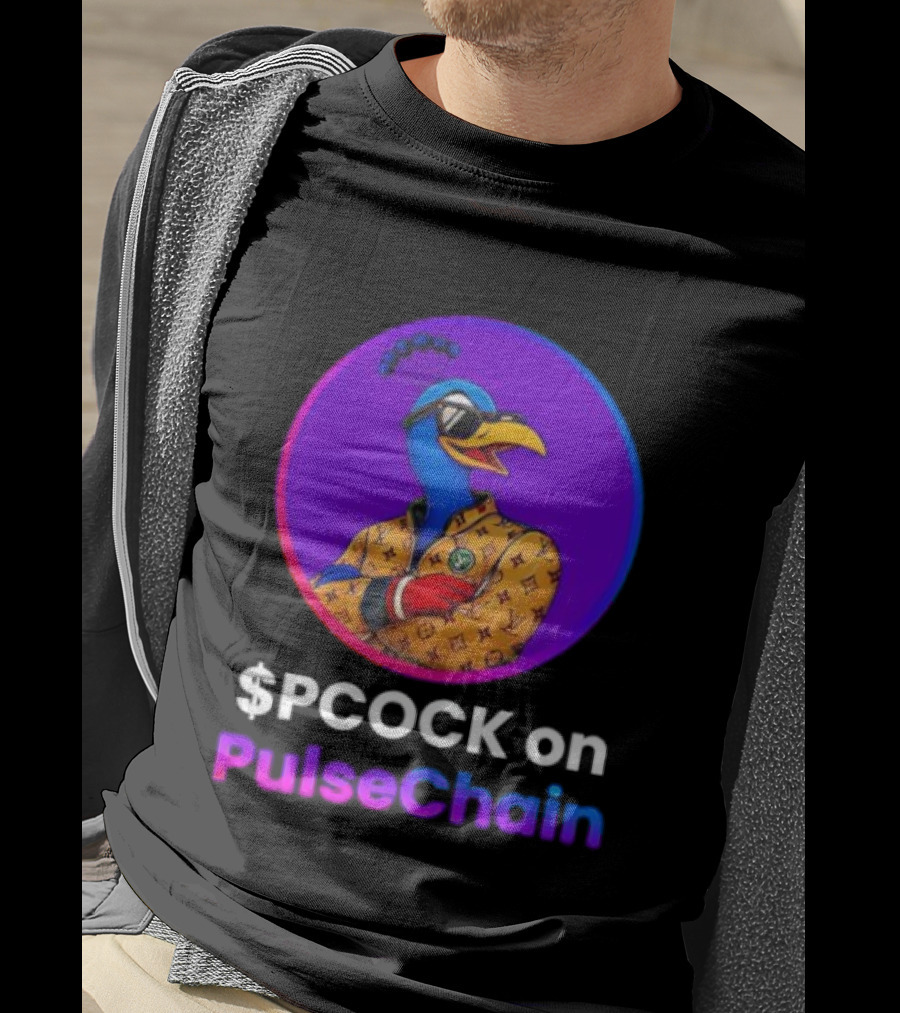$PCOCK On PulseChain Peacock With Sunglasses And Patterned Outfit T-Shirt