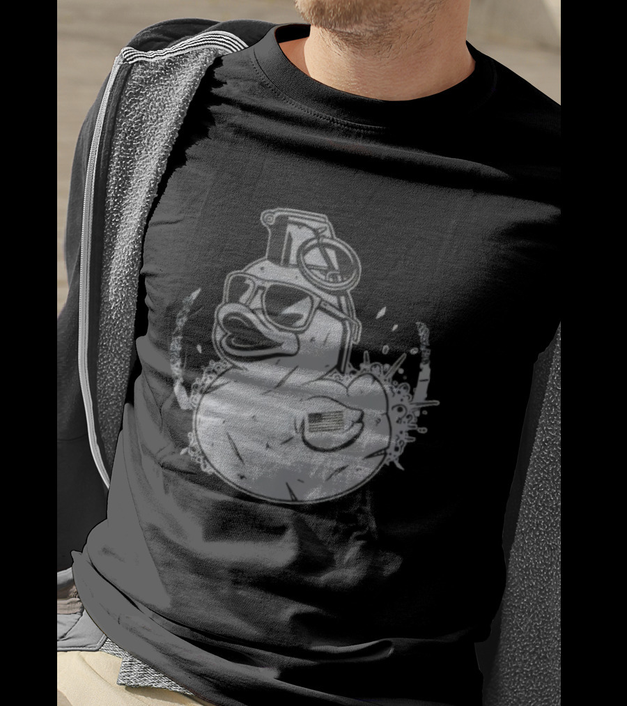 QuackBang Blackout Duck Grenade Monochrome Sunglasses T-Shirt
