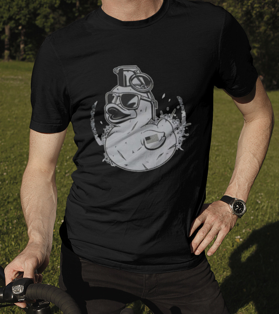 QuackBang Blackout Duck Grenade Monochrome Sunglasses T-Shirt