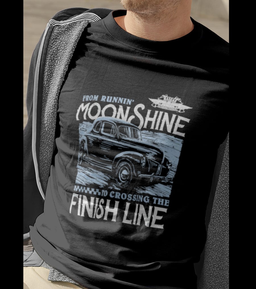 Moonshine Finish Line Old School Racing Nostalgia T-Shirt