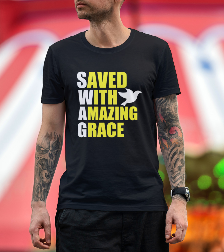 Saved With Amazing Grace Dove Symbol Spiritual T-Shirt