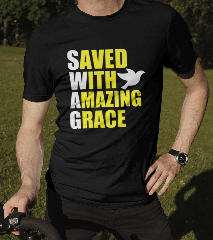 Saved With Amazing Grace Dove Symbol Spiritual T-Shirt