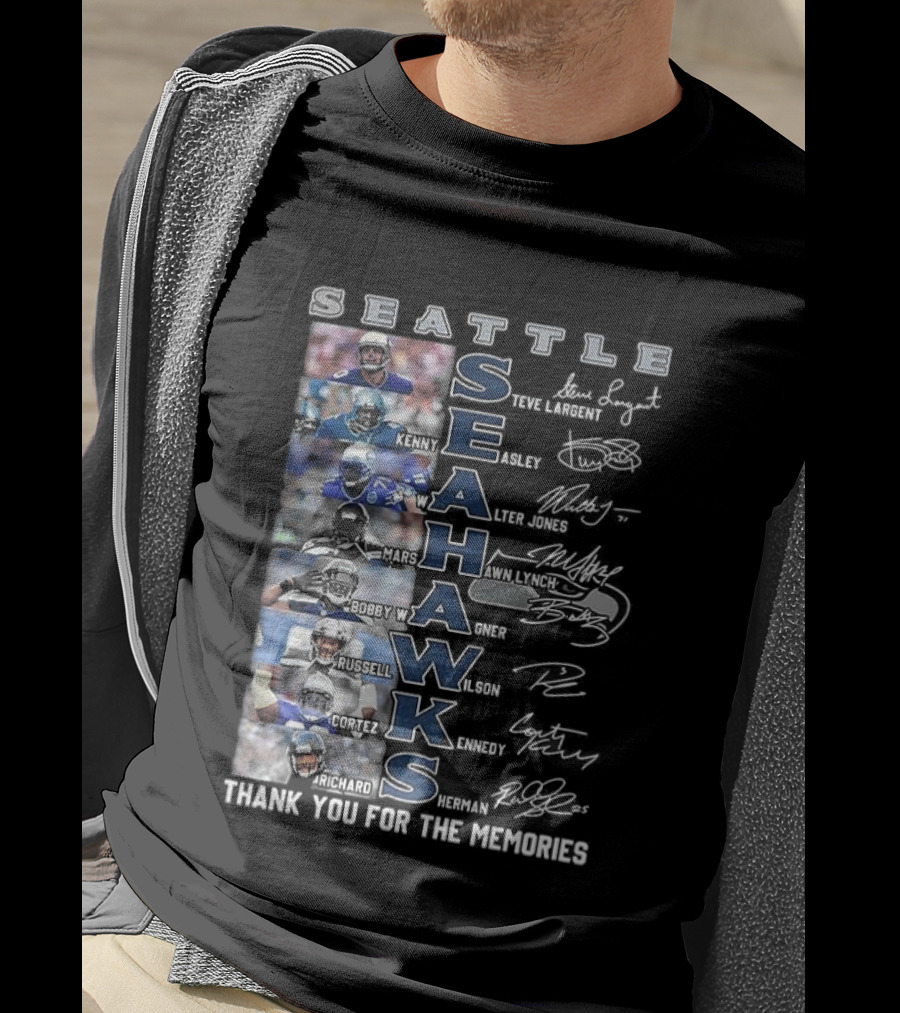 Seattle Seahawks Thank You For The Memories Player Signatures NFL Honor T-Shirt
