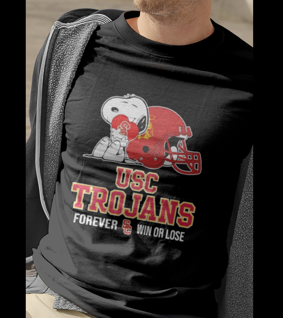 Snoopy Embraces USC Trojans Spirit Forever Win Or Lose T-Shirt