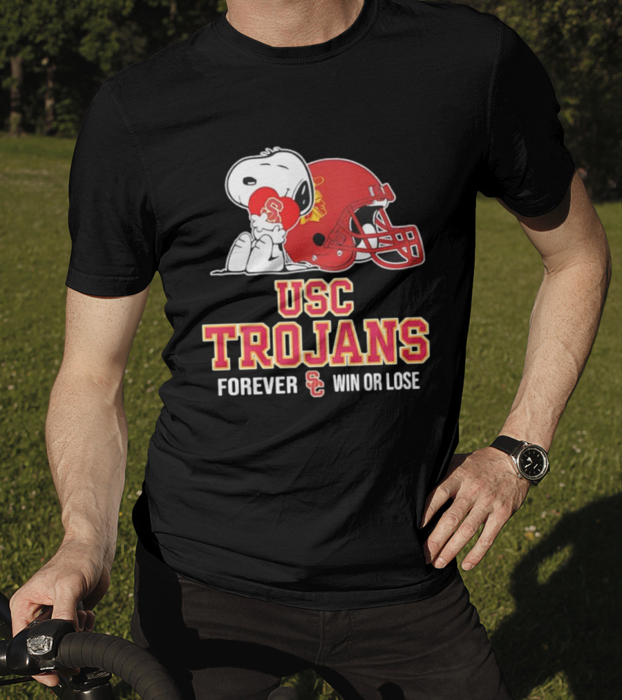Snoopy Embraces USC Trojans Spirit Forever Win Or Lose T-Shirt