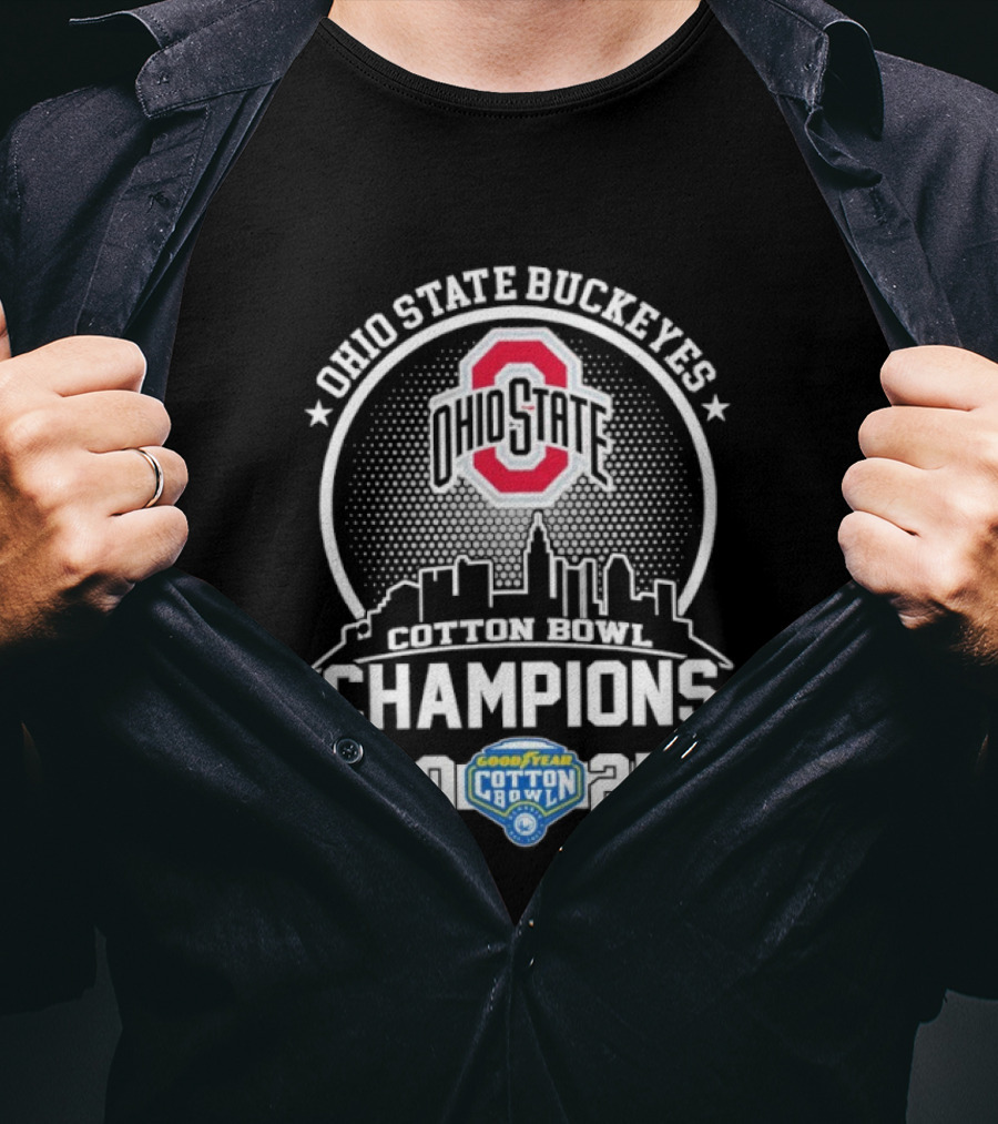 Ohio State Buckeyes Cotton Bowl Champions 2023 Skyline Goodyear T-Shirt