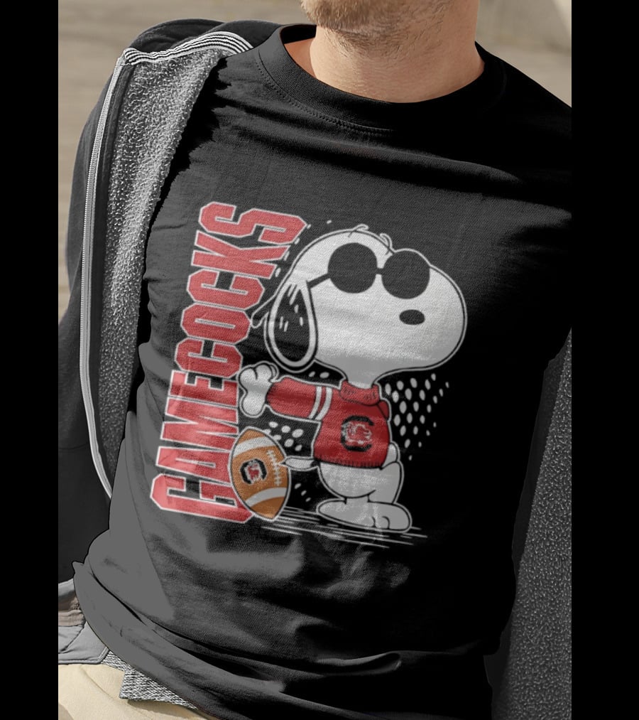 Snoopy Joe Cool University Of South Carolina Gamecocks Football T-Shirt