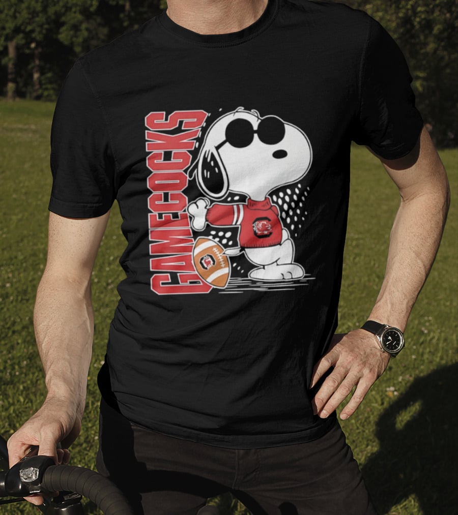 Snoopy Joe Cool University Of South Carolina Gamecocks Football T-Shirt