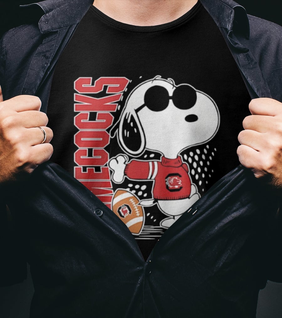 Snoopy Joe Cool University Of South Carolina Gamecocks Football T-Shirt