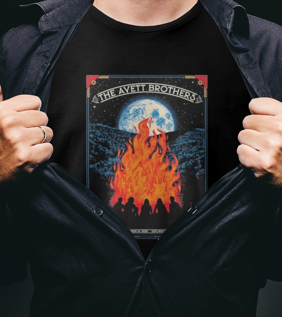 Avett Brothers Asheville NC Arena December 31 2025 Event Moon And Fire T-Shirt