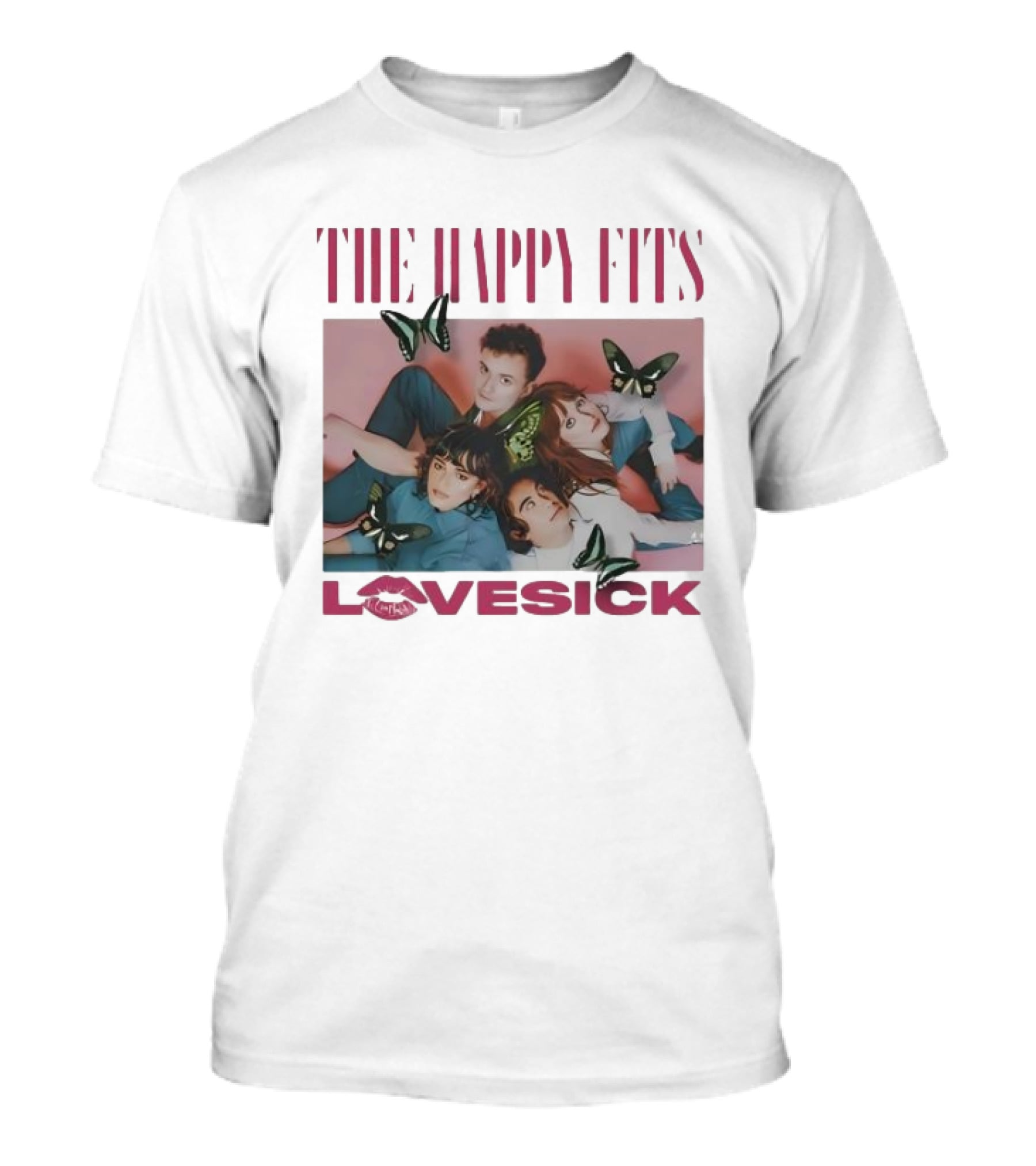 The Happy Fits Lovesick Pink Butterflies Photo T-Shirt