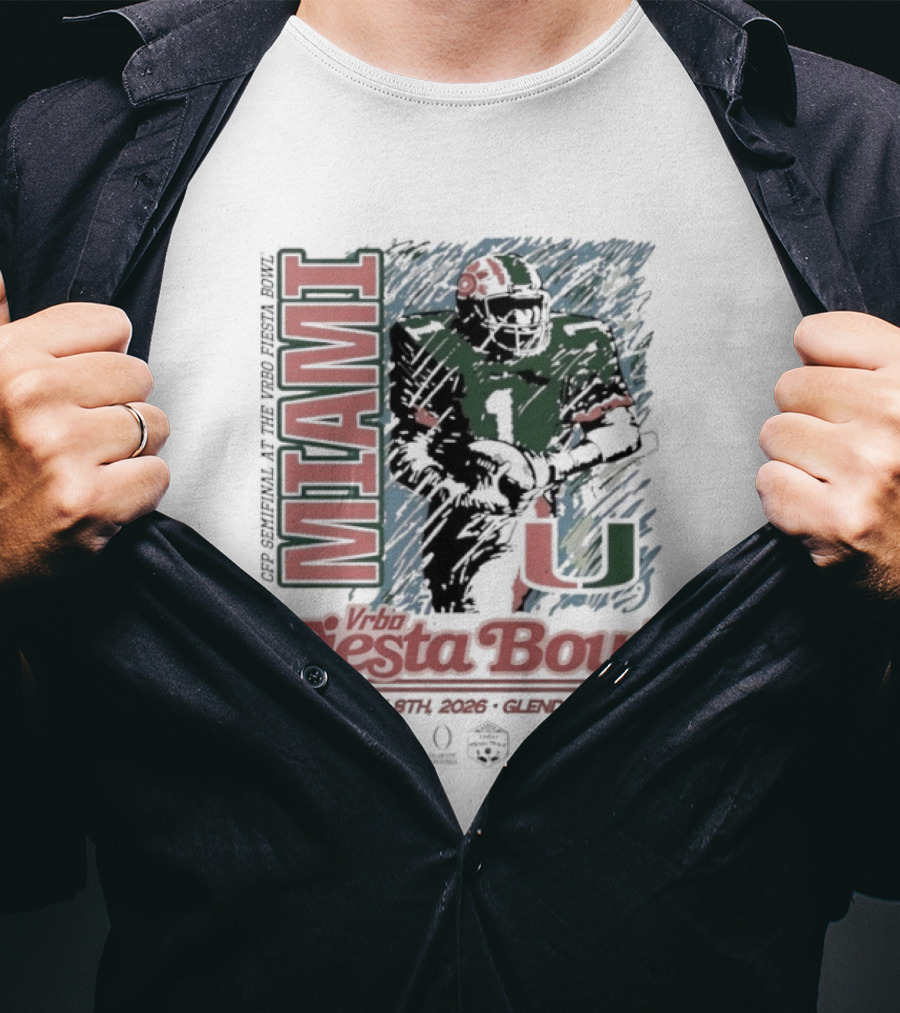 Miami Hurricanes Fiesta Bowl Glendale AZ December 31 2026 T-Shirt