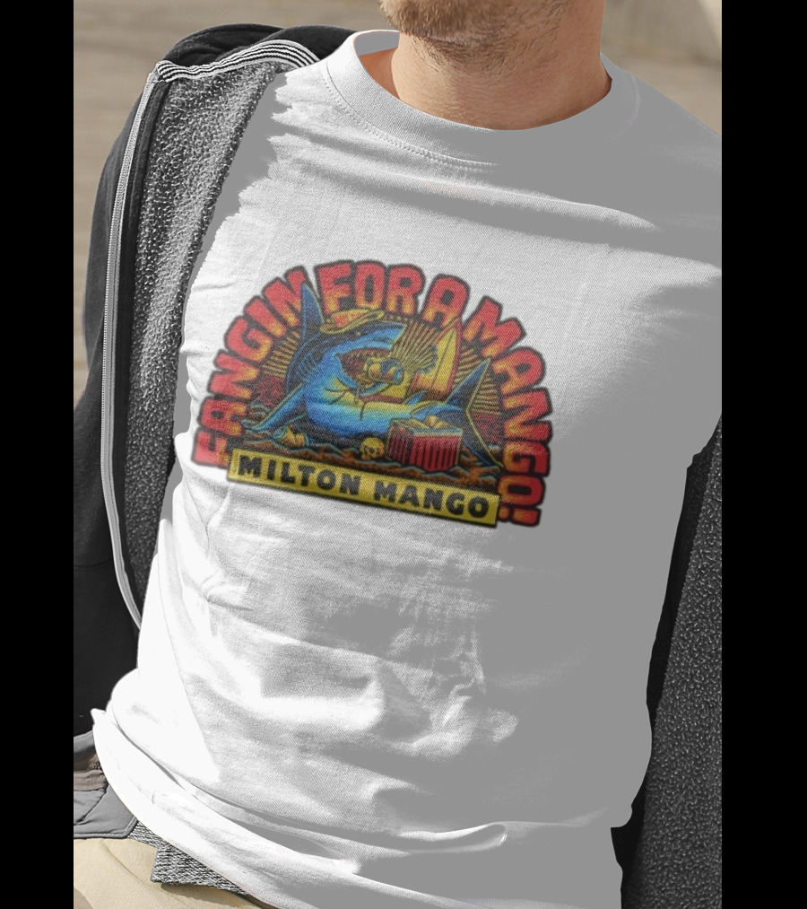 Victor Bravo's Fangin' For A Milton Mango Surfing Shark With Tropical Vibes T-Shirt