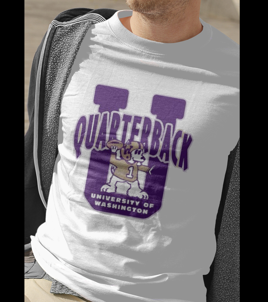University Of Washington Huskies Quarterback U Mascot Football T-Shirt