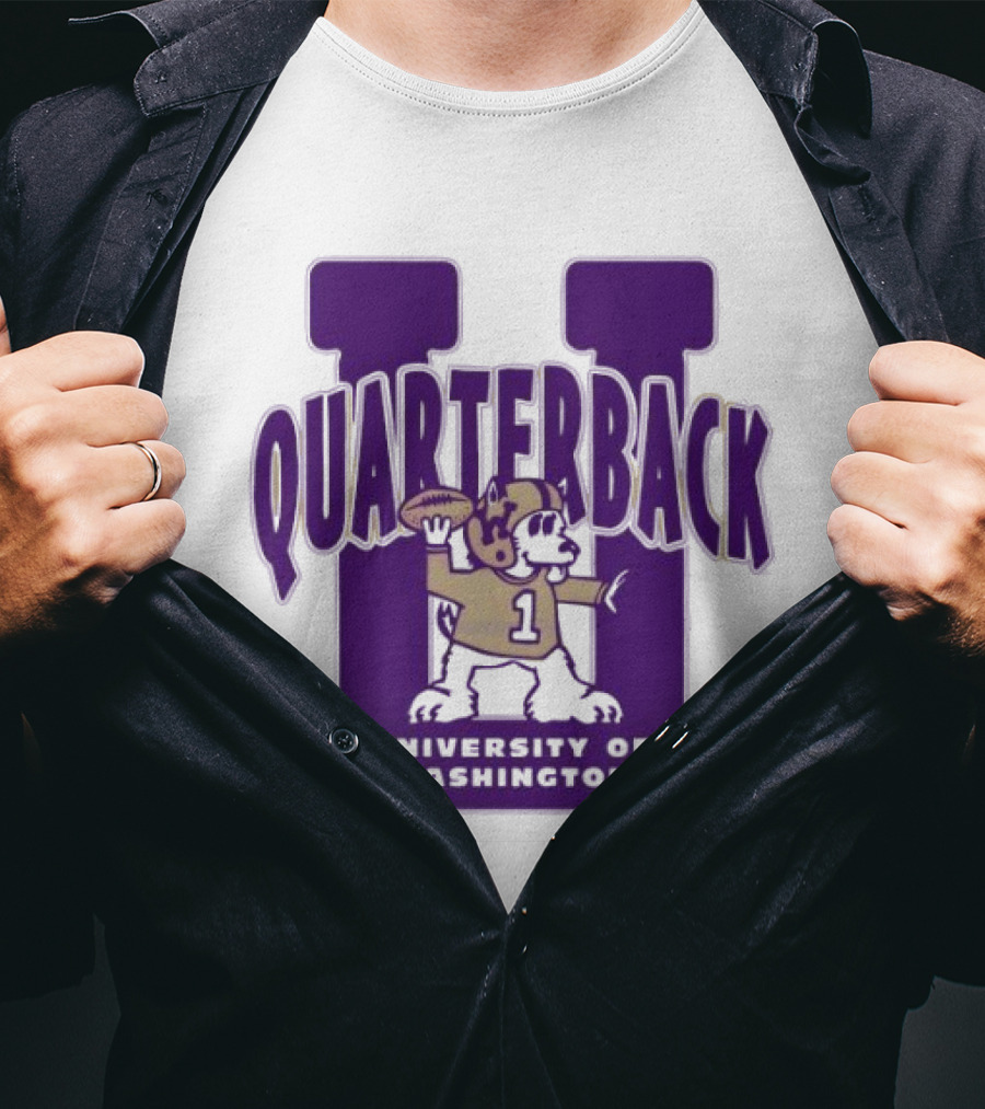 University Of Washington Huskies Quarterback U Mascot Football T-Shirt