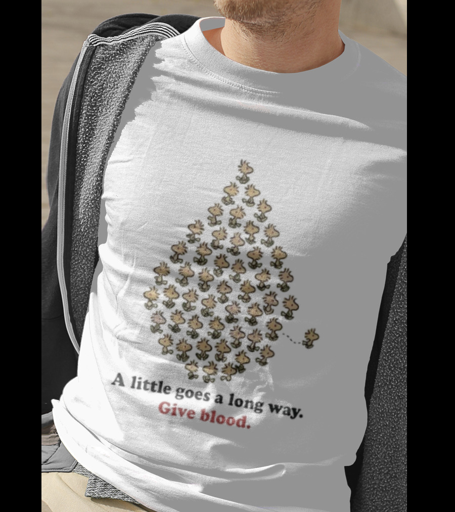 Woodstock A Little Goes A Long Way Give Blood Droplet With Birds T-Shirt