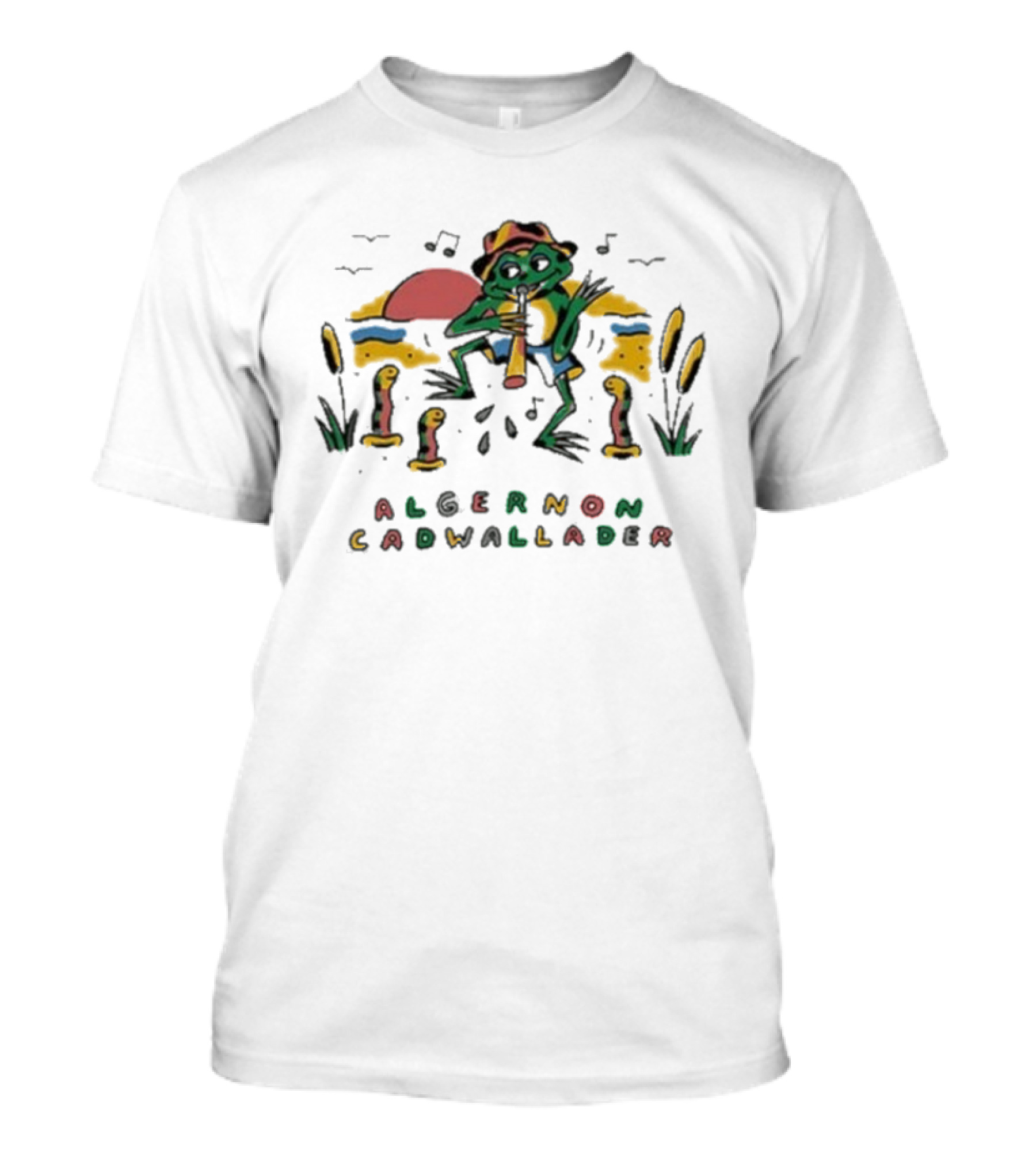 Algernon Cadwallader Frog Musician Scenes With Snakes And Sunset T-Shirt
