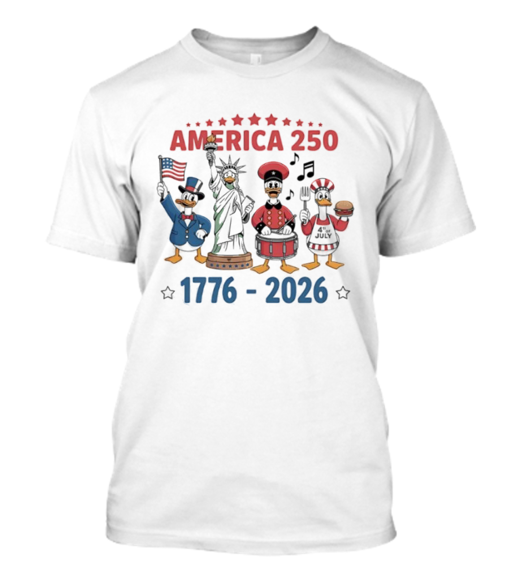 America 250 Cartoon Goose 1776 2026 Statue Liberty Celebration T-Shirt