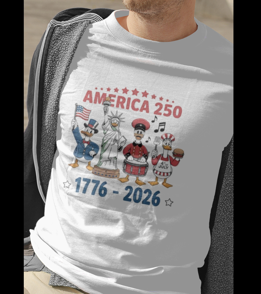 America 250 Cartoon Goose 1776 2026 Statue Liberty Celebration T-Shirt
