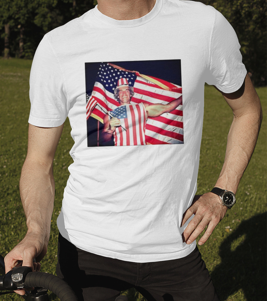 Arnold Schwarzenegger 1983 US Citizenship American Flag Celebration T-Shirt