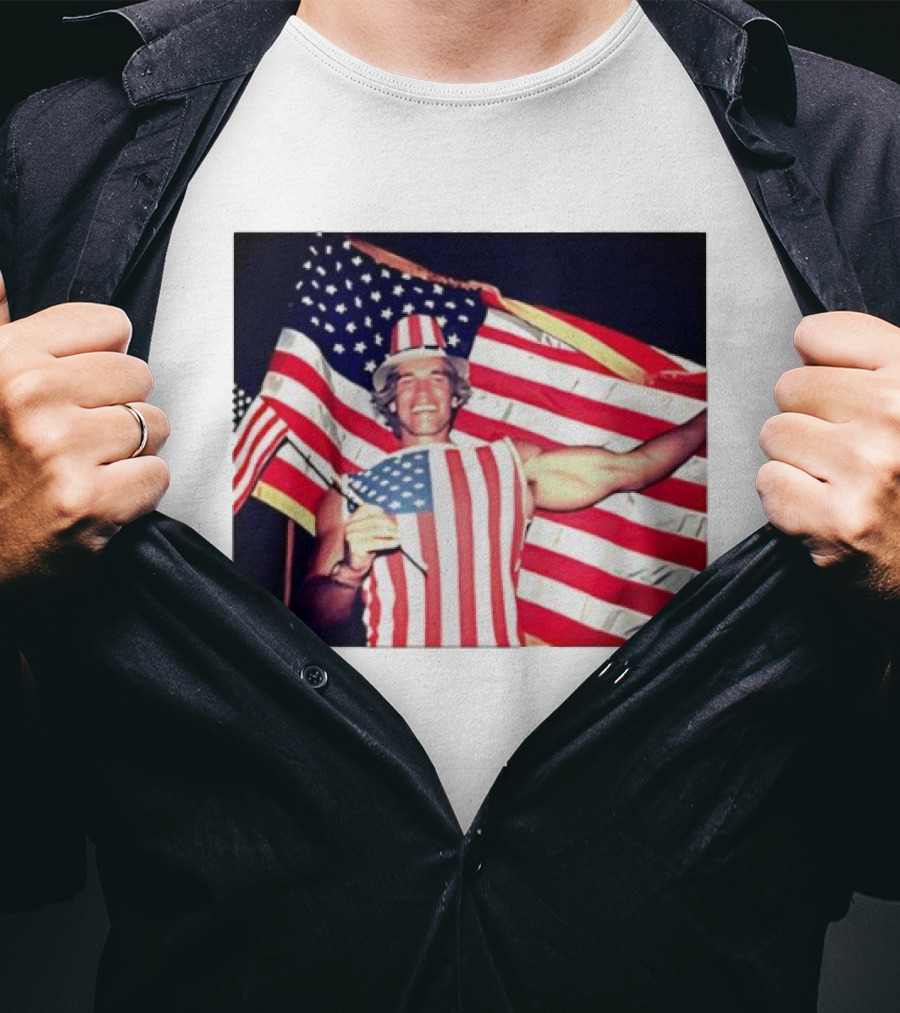 Arnold Schwarzenegger 1983 US Citizenship American Flag Celebration T-Shirt