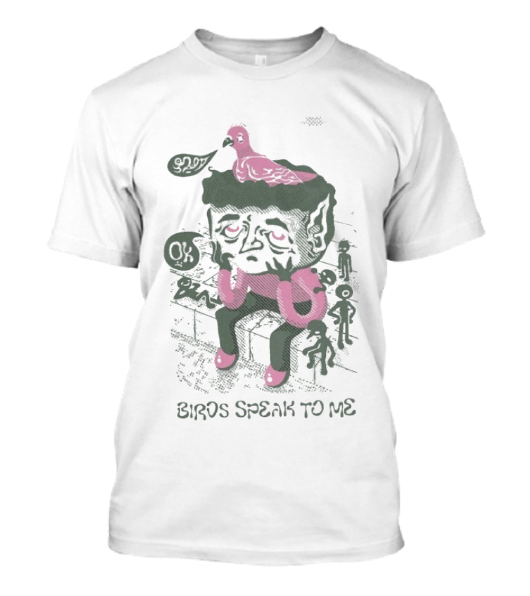 Birds Speak To Me Creature With Pink Birds And Speech Bubbles T-Shirt