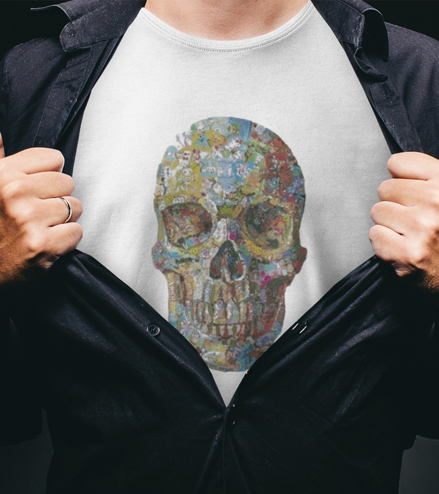 Noah Scalin Still Life Skull Collage Of Popular Culture T-Shirt