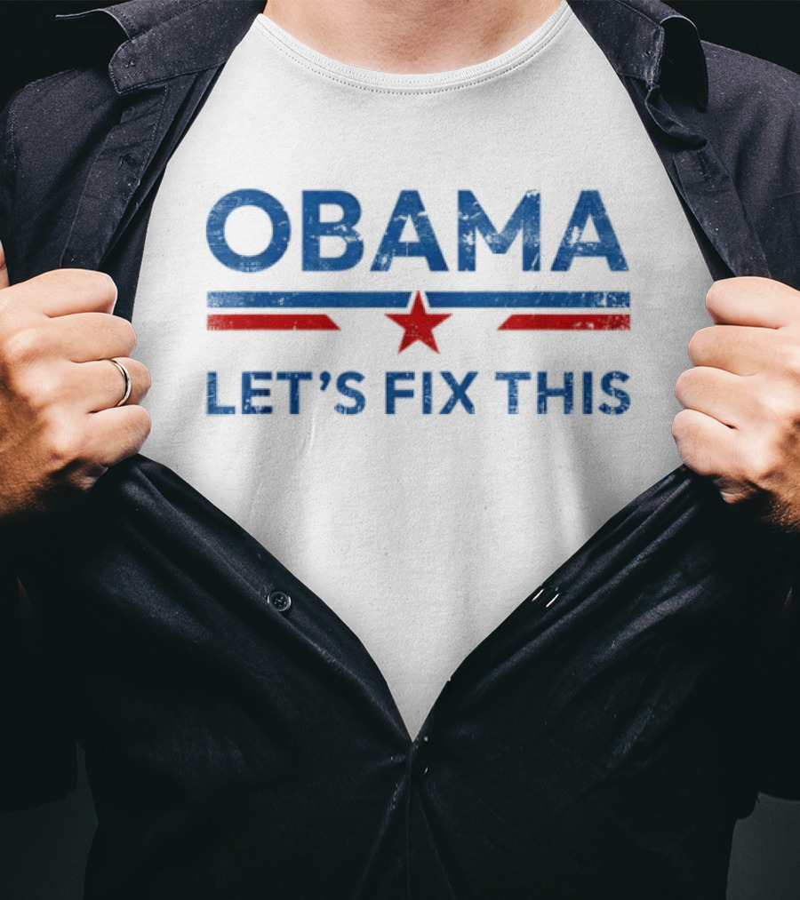 Obama 2028 Let's Fix This Political Protest Rally Red Star T-Shirt
