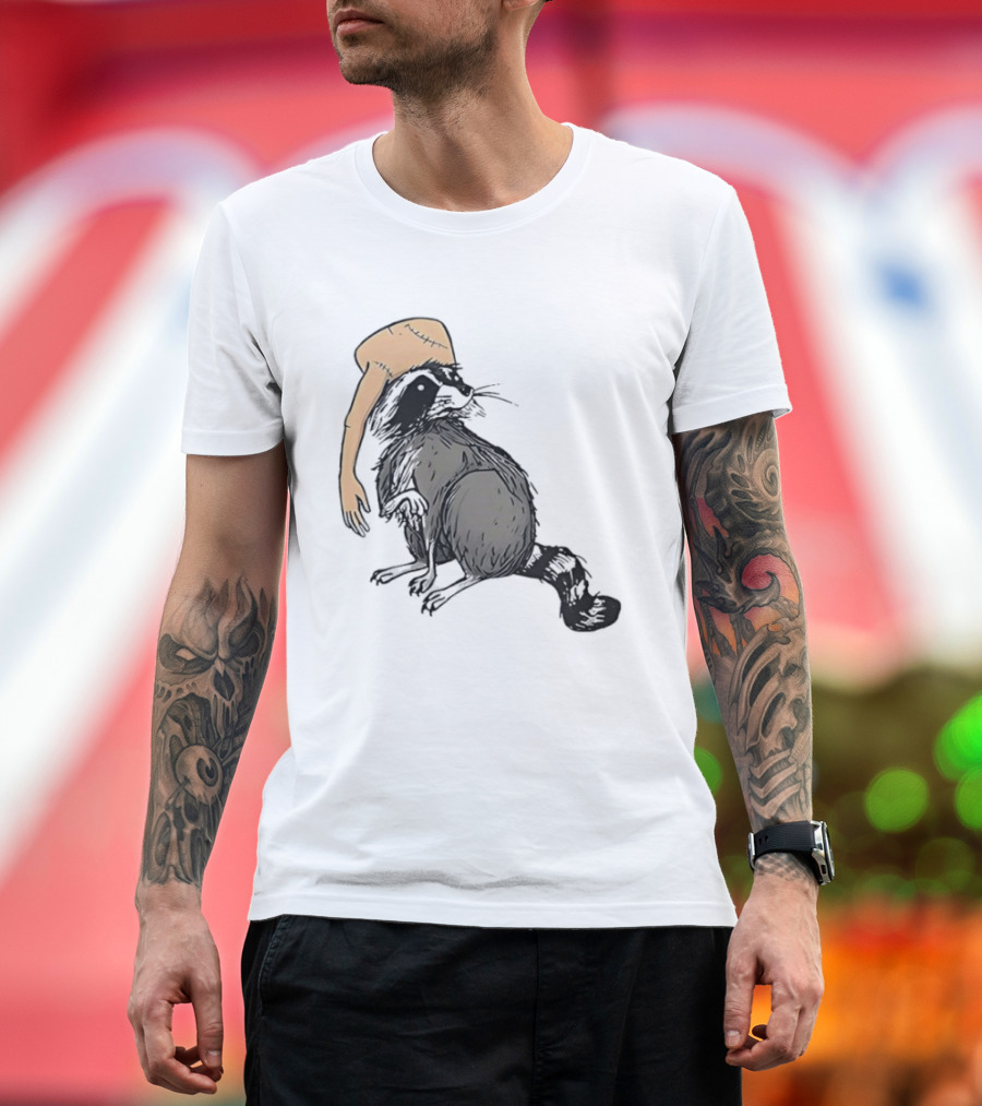 Raccoon With Human Arm Hat T-Shirt