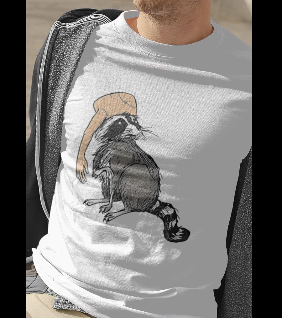 Raccoon With Human Arm Hat T-Shirt
