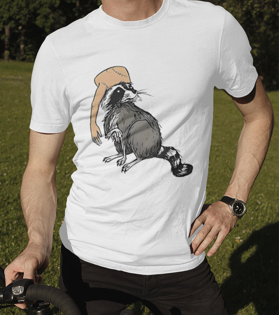 Raccoon With Human Arm Hat T-Shirt