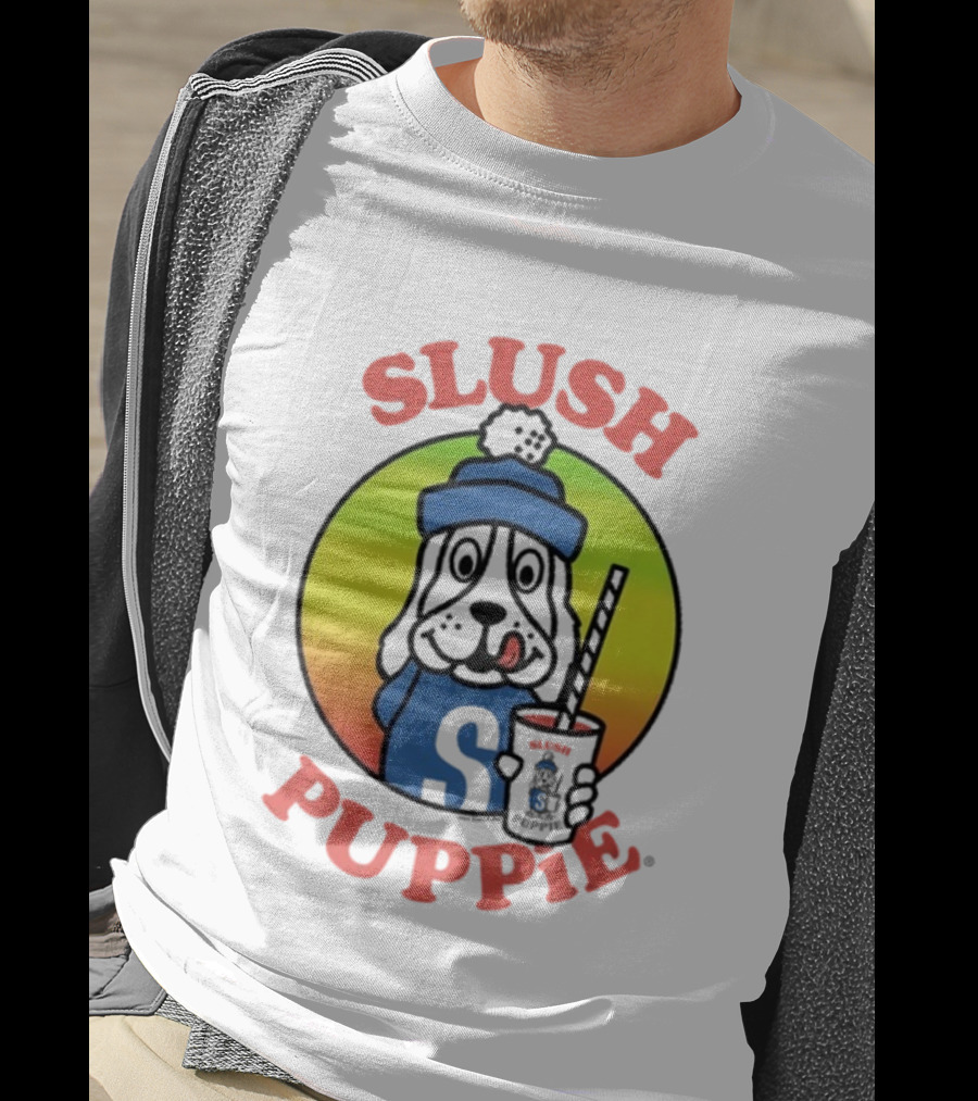 Slush Puppie Cartoon Dog With Cup And Straw Iconic T-Shirt