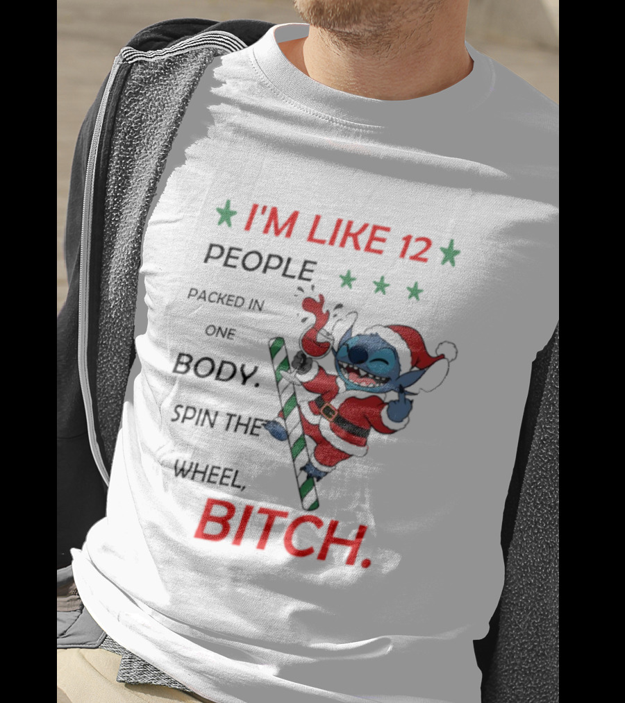 I'm Like 12 People Packed In One Body Spin The Wheel Bitch Stitch Santa Suit T-Shirt