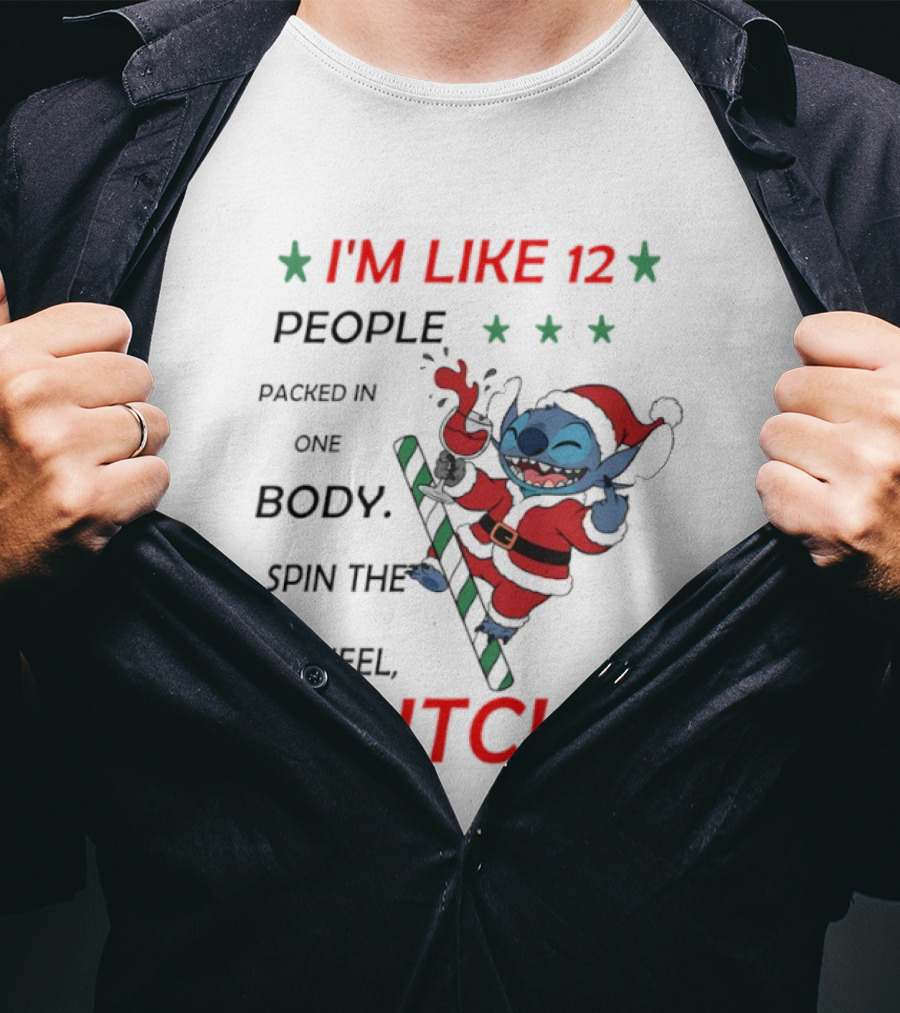 I'm Like 12 People Packed In One Body Spin The Wheel Bitch Stitch Santa Suit T-Shirt