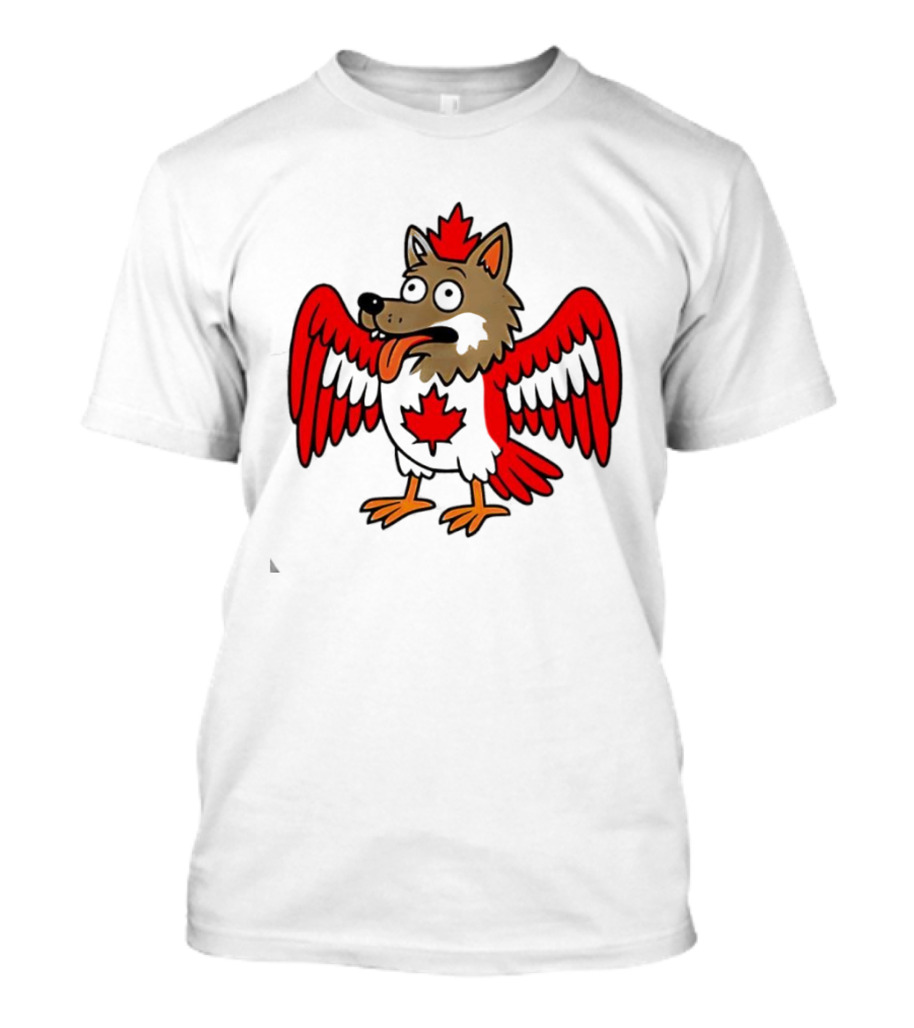 Maple Leaf Mad Wolfbird Quirky Canadian Creature Wings T-Shirt