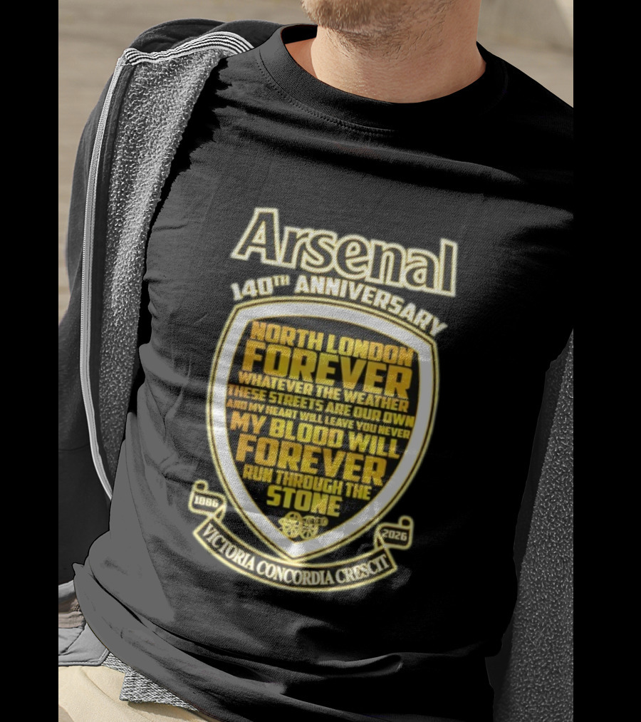 Arsenal 140th Anniversary North London Forever 1886 2026 Victoria Concordia Crescit T-Shirt