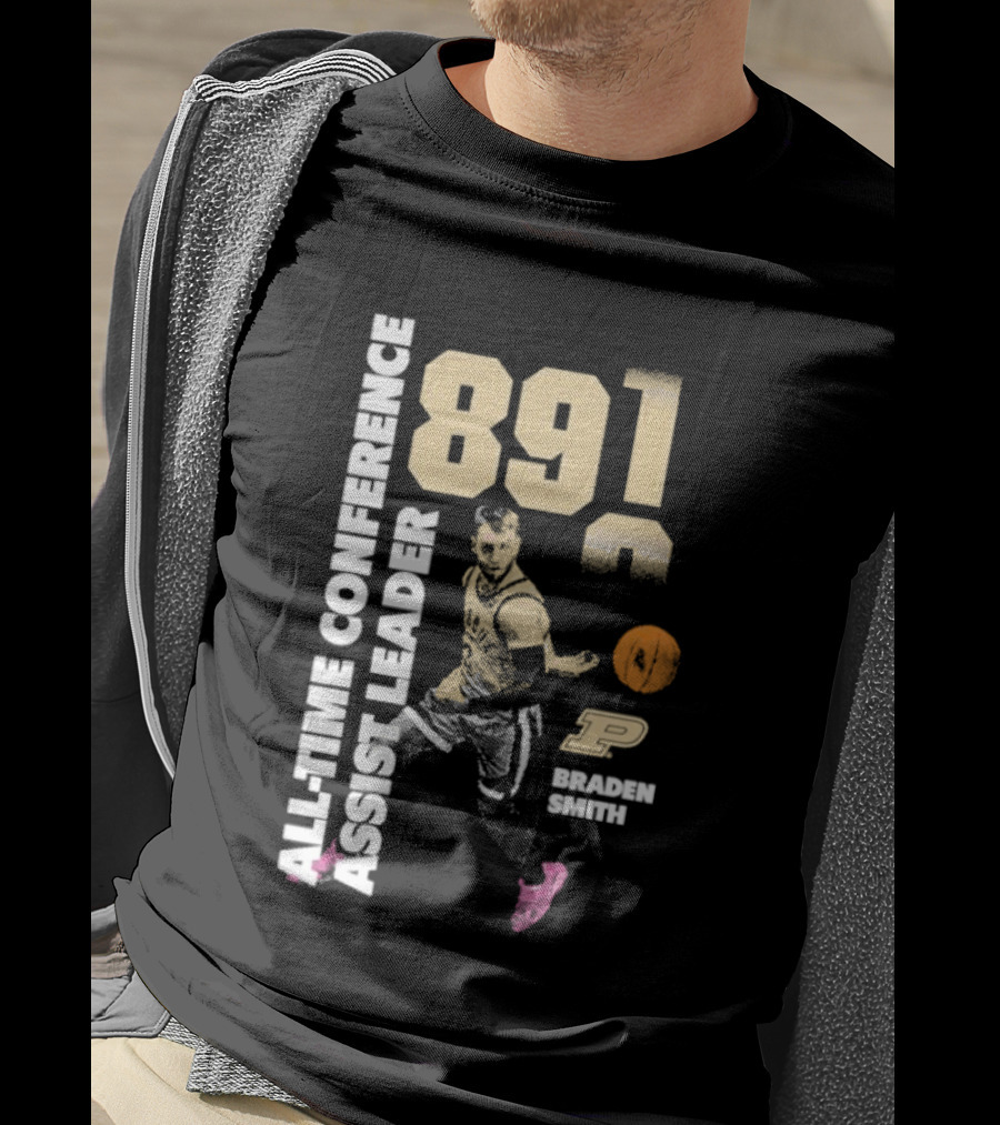 Braden Smith 891 All Time Conference Assist Leader Purdue Boilermakers T-Shirt