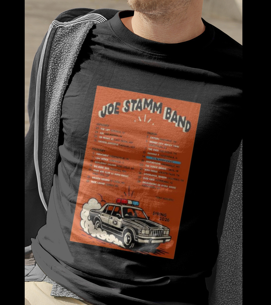 Joe Stamm Band Spring 2026 Tour Dates With Vintage Police Car T-Shirt