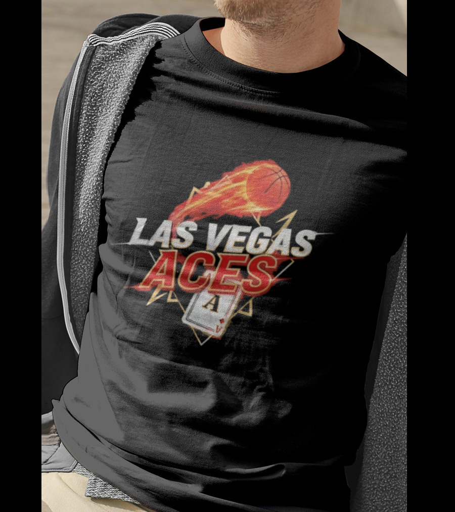 Las Vegas Aces Basketball Flaming Ball Ace Card WNBA T-Shirt