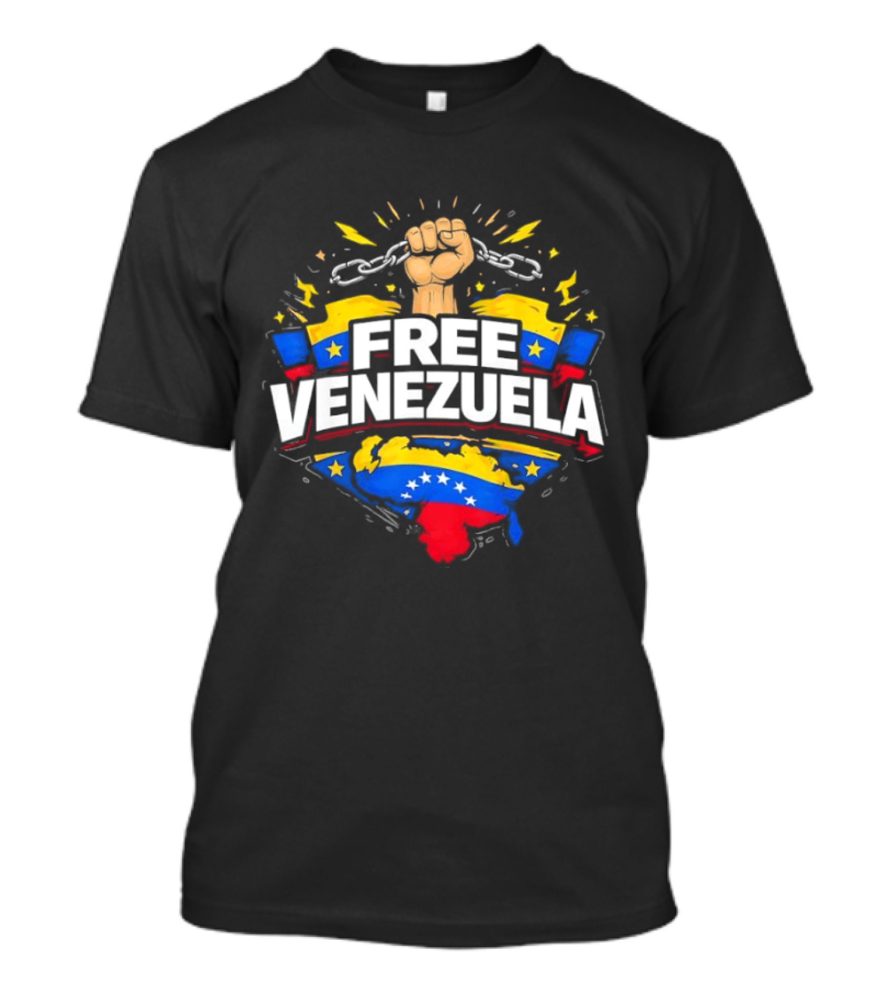 Free Venezuela With Broken Chains And National Colors Symbolic Image T-Shirt